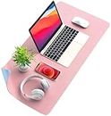 SYGA Desk Pad Protector Waterproof PU Desk Mat Blotters on Desktop Laptop Computer Gaming Keyboard Mouse Pad Non-Slip Desk Writing Mat Cover for Office & Home 90CM * 45CM Pink & Blue