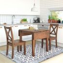 3-Piece Wood Breakfast Nook Dining Table Set W/ 2 X-back Chairs for Small Places