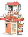Himanshu Tex® Plastic Little Kitchen Playset, Kids Play Kitchen with Realistic Lights Sounds Play Sink with Running Water Dessert Shelf Toy Set for Girls Boys (Kitchen Set 42 pcs)