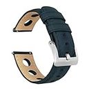 Barton Racing & Rally Horween Leather Straps with Integrated Quick Release Spring Bars - Standard Length fits Wrists 5" to 8"-18mm, 19mm, 20mm, 21mm, 22mm, 23mm & 24mm Watch Bands - Choose Strap Color & Width, Navy Blue (Rally Style), 24mm, Modern