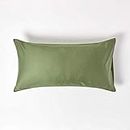 HOMESCAPES Moss Green Organic Cotton King Size Pillowcase 400TC 600 Thread Count Percale Equivalent Housewife Pillow Case