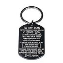 Son Gifts from Mom To My Son I Love You Keychain Gift for Him Boys Men Inspirational Quote Engraved Pendant Keyring Tags Present for Back To School Birthday Graduation Christmas Anniversary