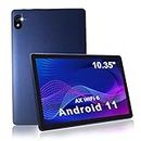 CWOWDEFU Tablet de 10 Pulgadas,Android 11 AX WiFi 6+2.4&5G WiFi,3GB RAM,32GB ROM,Pantalla IPS HD 1332x800,procesador Quad Core,cámara de 5MP+8MP,Bluetooth 5.0,6000 mAh batería,de Piel,Azul
