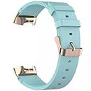 Concept Kart Smart Watch Straps Compatible for Fitbit Charge 3, Charge 3 SE and Charge 4 Premium Leather Water Proof Wrist Bands (Mint)