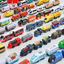 new Locomotive Electric Train Set Diecast Magnetic Locomotive Slot Toy Fit For Wooden Rail Track