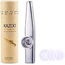 VASADIGITAL Aluminum Alloy Kazoo Flute Musical Instruments and 5 Membrane Flute Diaphragm Mouth Kazoo with Vintage Gift Box - Silver
