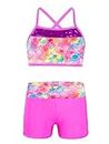 FEESHOW Kids Girls 2Pcs Actviewear Gymnastics Sports Ballet Dance Outfit Camis Crop Top with Shorts Tankini Set A Colorful Fish Scales 6