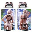 Vanknight PS5 Standard Disc Console Controllers Anime Girl Skin Sticker Decals PS5 Console and Controllers Hot Girl