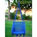 Patiofy Rectangle Shape Swing Chair with Back Support/Swing for Adults & Kids/Swing for Balcony, Garden, Indoor/Hammock Hanging Swing/Wooden Swing for Home/Jhula for Adults/Includes Hanging Kit-Blue