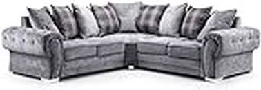 Dark Grey Corner Sofa For Sale-Suede Fabric Corner Sofas & Couches for Living rooms-Cheap sofa settee-Sofa sets with free scatter cushions -004