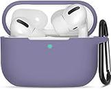 eLzzi® Case Compatible with AirPod Pro Case , Full Protective Silicone AirPods Pro Case, 2.5mm thickness Airpod Pro Cover , Support Wireless Charging , Shock-Absorbing Cover (Front LED Visible) (Lavender Grey)