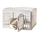 IRIS USA 60 cm (24"H) Exercise 4-Panel Pet Playpen with Door, Dog Playpen, Puppy Playpen, for Puppies and Small Dogs, Keep Pets Secure, Easy Assemble, Fold It Down, Easy Storing, Customizable, White