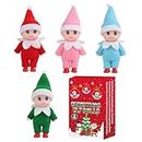 4Pcs Tiny Elf Baby Doll Christmas Miniature Elf Decoration Elf Baby Boy and Elf Baby Girl |Christmas Elf Family Kids socking Filler | Christmas Decorations | Christmas Doll Ornaments