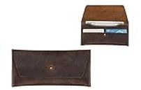 The Antiq Genuine Leather Currency Pouch, Currency Pouch with Card Pockets, Leather Money Bag, Currency Organiser for Men & Women, Brown, 8x4inches, Money Bag With Card Slots