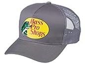 Bass Pro Shop Men's Trucker Hat Mesh Cap (Grey) - One Size Fits All Snapback Closure - Great for Hunting