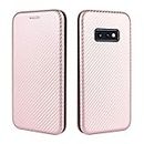 for Samsung Galaxy S10e S10 Plus S10 5G Case Carbon Fiber PU + TPU Hybrid Shockproof Wallet Cover for Samsung S10 E S 10 Plus Magnetic Bracket Slot Flip Phone Case (Pink,Galaxy S10)