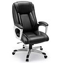 YODOLLA Executive Office Chair with High Back, Leather Office Chair Ergonomic Chair, Adjustable Computer Chair, Swivel Chair with Lumbar Support and Wheels,Black
