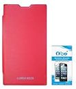 RRTBZ Flip Cover Case for Nokia Lumia 520/525 with Screen Guard -Red
