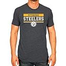 Team Fan Apparel NFL Adult Team Block Tagless T-Shirt - Cotton Blend - Charcoal - Perfect for Game Day - Comfort and Style (Pittsburgh Steelers - Black, Adult X-Large)