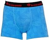 Cox Sportif 561 Men's Underwear Cotton Bear Sheeting CBT Boxer Shorts (Geometric Line Pattern), Saxon Blue, 4L