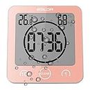LCD Numérique Horloge De Douche, Horloge De Salle De Bains Imperméable Douche Horloge Minuterie Température Humidité Mur Douche Horloge Cuisine Minuteur (Pink)