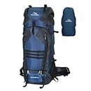 TRAWOC 70 Liter Internal Frame Camping Backpack Trekking Hiking Rucksack Bag for Men & Women Travel Bag Front & Top Loading/Water Proof Rain Cover/Shoe Compartment, BHK011, Navy Blue