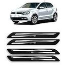DROHAR® Presenting Car Bumper Protector Guard for Polo with Rust Proof Double Chromium Strip (Black Set of 4-Pcs)