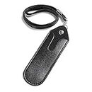 TRIXES Electronic Cigarette Holder - Black Faux Leather Pouch for E Cigarette Pen - Electronic Cigarette Carrying Case Bag Cover with Neck Strap Lanyard