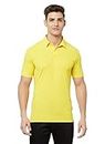 TRUEREVO Men's Polo Golf Quick Dry Performance Dryfit Textured Sports T Shirt(191121YLW_XL_Yellow_XL)