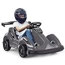 Maxmass Kids Electric Go Kart, 6V Battery Powered Vehicle with Remote Control, Slow Start, Safety Belt, Sound & Music, Toddlers Ride On Racer for 37-96 Months Old (Black)