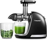 AMZCHEF Juicer Machines - Cold Press Slow Juicer -Masticating Juicer whole Fruit and Vegetable - Delicate Chew No Need to Filter - BPA Free Juice Extractor with 2 Cups and Brush (Black)