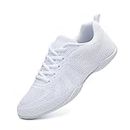 SECHRITE Girls White Cheerleading Cheer Shoes Womens Dance Sneakers Athletic Training Tennis Breathable Competition Walking Shoes 37