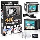 Comius Sharp Action Cam 4K/30fps, 16MP Ultra HD Videocamera, 30m Fotocamera Sott'acqua, WIFI Cam 170°Wide Angle Sports Cam, Action Camera con 1 Scheda SD 64G, 2 Batterie e Kit Accessori (Bianco)