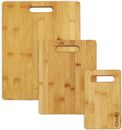 Organic Bamboo Cutting Board Set for Kitchen Chopping Boards w/ Handles By Cheft