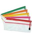 Paaroots Zipper Art Plastic Pencil Pouches Stylish Pouches are Multi-Purpose Pouches Double Layer Zippered Office Check envelopes Transparent Pouches (Pack of 5)