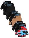3 Pairs Kids Half Finger Gloves Sport Gloves Non-Slip Gel Gloves for Children Cycling Riding Biking (Classic,8-12 Years)