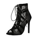 Mesh Heels Boots Sandals Women High Shoes Lace - Up Fashion Women's Boots Stivali Tacco 12 Sexy