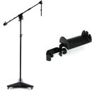 K&M 21430 Mobile Overhead Microphone Stand with Headphones Holder