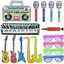 Inflatable Party Props Guitar Inflatable Saxophone Microphone Balloons Fun Musical Instruments Accessories for Pool Birthday Party Supplies Favors Photo Booth Props 80s 90s Carnival Disco Party