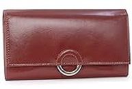 Catwalk Collection Handbags - Vera Pelle - Borsellino/Portafoglio/Portamonete da Donna - RFID Protezione - Scatola Regalo - Odette - MARRONE CHIARO - RFID