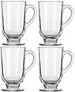 Mivana 300ml Glass Coffee Mugs Clear Coffee Cups with Handles Perfect for Latte, Cappuccino, Espresso Coffee, Tea and Hot Beverages, Set of (4)