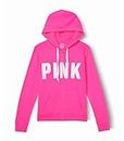 Victoria's Secret Pink Fleece Zip Up Perfect Hoodie, Women's Hooded Sweatshirt, Pink (XL)