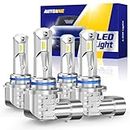 AUTOONE 9005 9006 LED Bulbs Combo, Super Bright 6000K White 9005/HB3 9006/HB4 LED Fog Light Bulbs, Non-polarity Halogen Replacement Bulb Plug and Play, Pack of 4