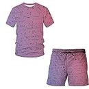 PTLLEND Cappuccio Completa a maniche corte 3D asciugatura rapida da uomo Beach Tropical HawaiianSS Pantaloncini sportivi per il corpo Tuta sportiva Da Allenamento Calcio (Pink, XXL)