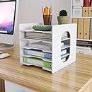 Natwind 5-Tier Office Paper Organizer for Desk Desktop Organizer File Holder Office Desk Organizer Letter Tray & A4 Paper Holder Document Storage Rack for Home Office School(5H-Tier)