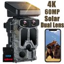 4K Trail Camera 60MP Dual lens WiFi Night Vision Wildlife Hunting Game 32GB Card
