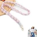 Kidoca Handmade Crossbody Phone Lanyard, Mobile Neck Strap, Hanging Chain Sling Holder Compatible with Most Smartphones, Charms for Phone Case, Hands-Free iPhone Accessory (Pink)