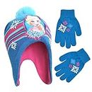 Disney Girl's Frozen Elsa Scandi Hat and Gloves Cold Weather Winter Accessory Set, Blue/Pink, 4-7 Years US