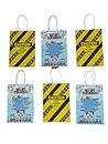 PartyMane Birthday Construction theme Design Printed Paper Carry Bags | Gift Bags for Return gifts, Birthday and presents(Small bag Size 8Hx6L inch) (pack of 6)