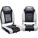 Seamanship Boat Seats, Set of 2 Folding Seat Swivel Chair Floor Chairs Marine Seating Fishing Outdoor Accessories, XL Backrest All Weather Conditions Stainless Steel Black